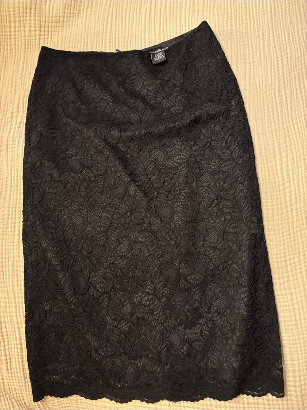 Willi Smith Black Lace Pencil Skirt